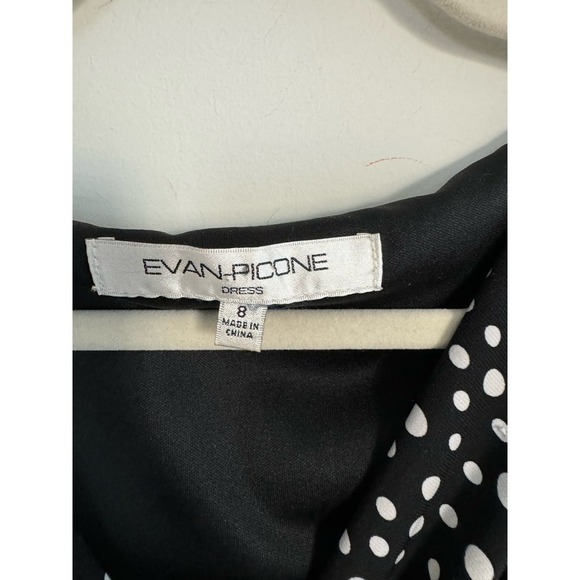 Evan Picone Faux Wrap Black and White Polka Dot Dess Size 8 - Picture 5 of 5